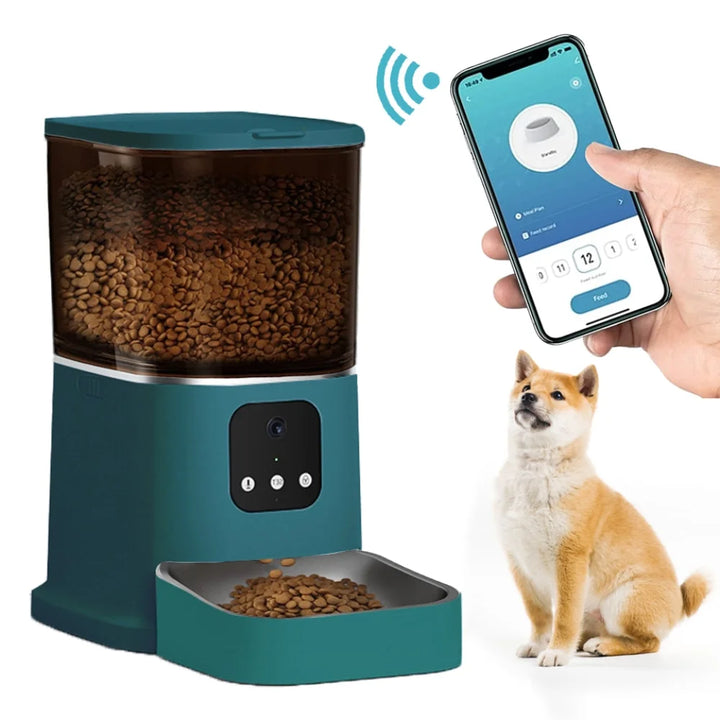 Automatic Dry Food Dispenser for Cats and Small Dogs with Adjustable Timing, Optional WiFi Intelligent Control, Voice Recorder, and Optional Camera