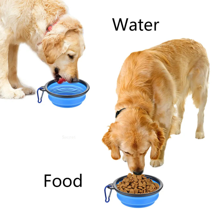 Zusammenklappbarer und tragbarer Silikonnapf für Hundefutter und Wasser
