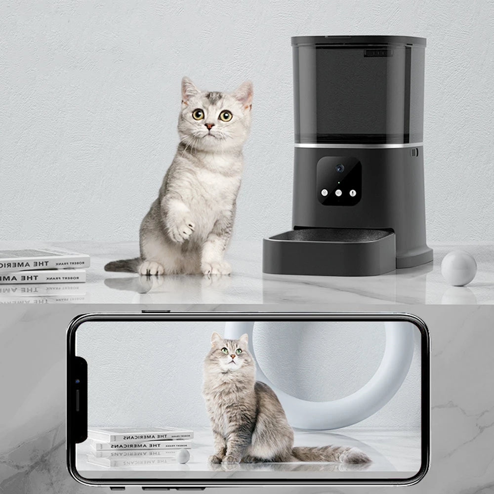 Automatic Dry Food Dispenser for Cats and Small Dogs with Adjustable Timing, Optional WiFi Intelligent Control, Voice Recorder, and Optional Camera