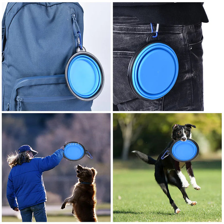 Zusammenklappbarer und tragbarer Silikonnapf für Hundefutter und Wasser